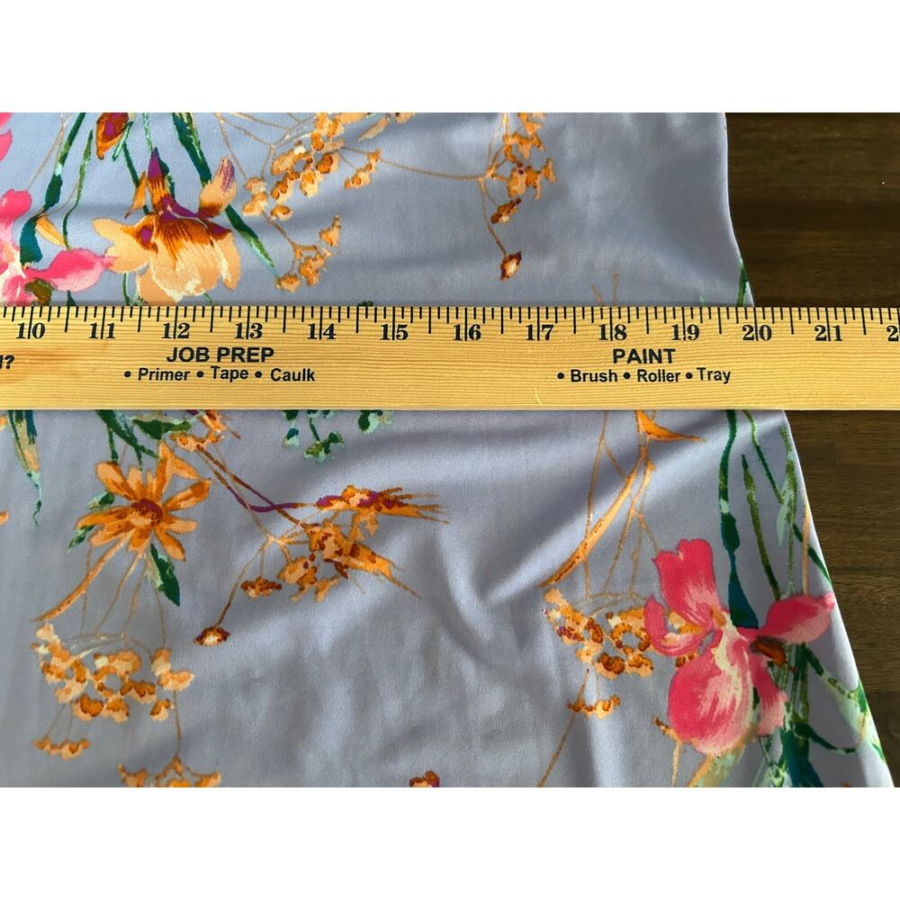 NWT MSK Asymmetrical Slate Blue/Orange Floral Sleeveless Midi Shift Dress-Large - Picture 10 of 12